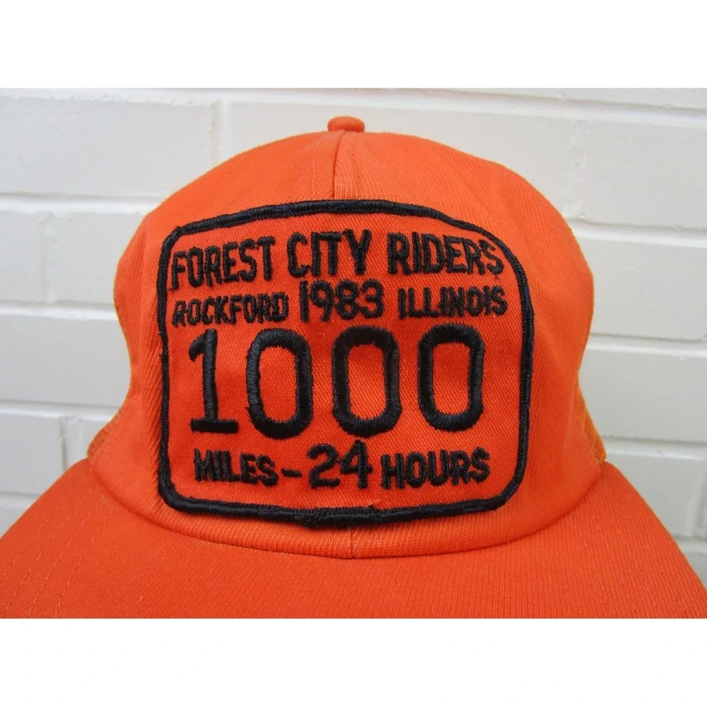 Vintage 80s Snapback Trucker Hat Motorcycle Club Forest City‎ Riders MC Illinois